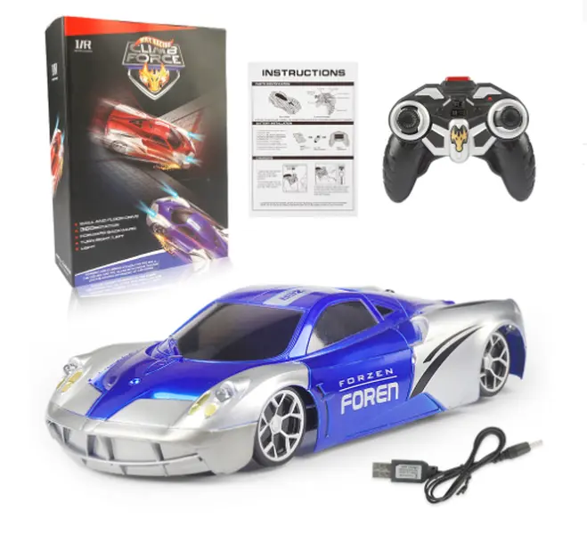 Good Quality USB Charge Remote-Controlled Wall-Climbing Car Blue ABS Material 15.5x7x4cm Perfect Kids' Gift Electric Toy for Ages 3+