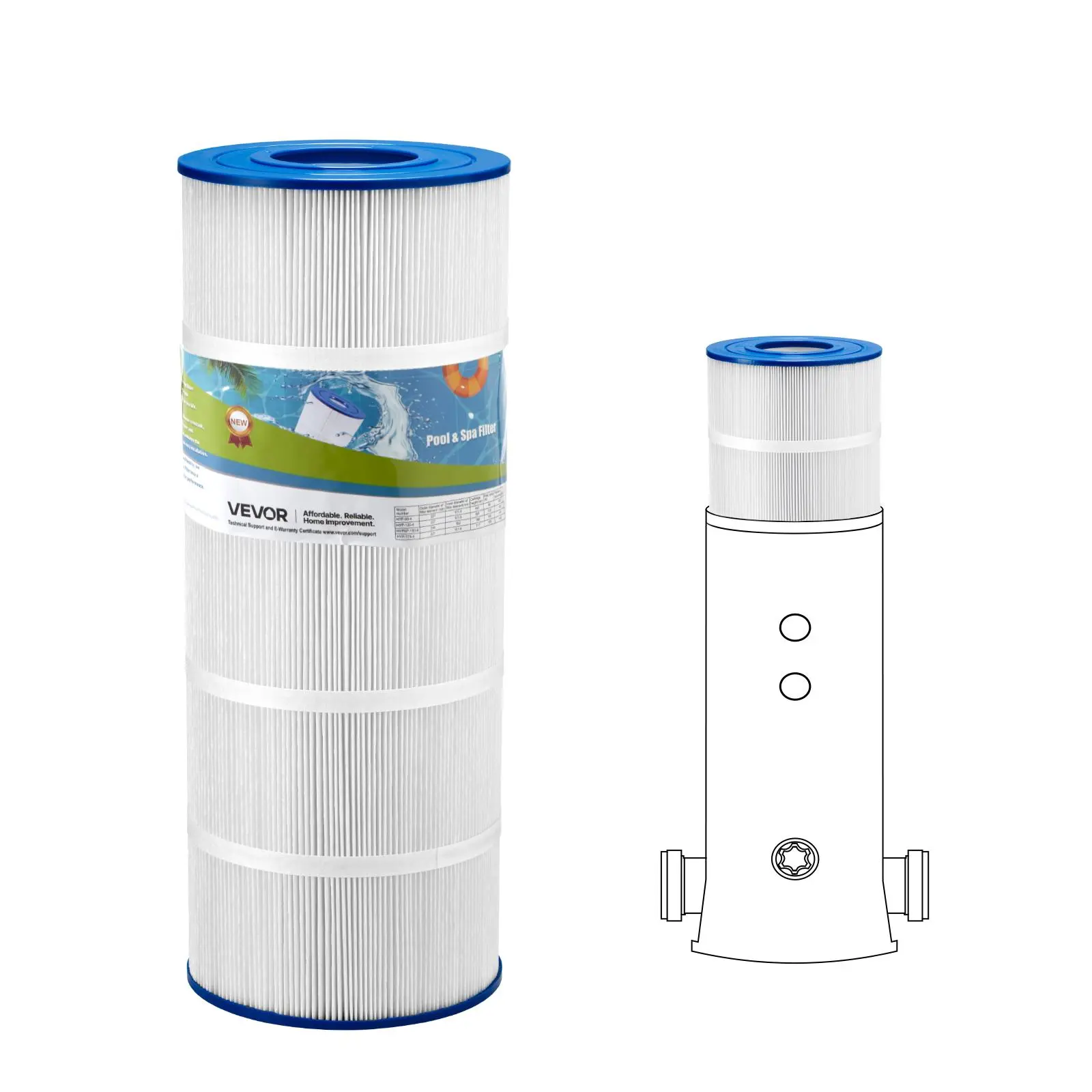 【SummerFinds】VEVOR Pool Filter Cartridge, 120 Sq. Ft Spa Hot Tub Filter Cartridge Replacement, Compatible with Hayward CX1200RE, Pleatco PA120, Unicel C-8412, Secure for Kids & Pet, Trilobal Pleated, Easy to Clean
