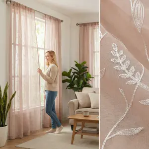 Curtain Club 4 Panels 52x84inch Multi-layered sheer fabric embroidered curtains, with vine-shaped patterns, top featuring a rod attachment style. Lightweight, soft texture and good light Suitable for use in kitchens, L66,Sheer,Woven,Rod,Pocket,Curtains