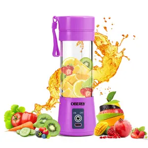 Portable Blender for Shakes and Smoothies, OBERLY Personal Blender for Protein with USB Rechargeable, 6-Point Stainless Steel Blades, 13oz Travel Cup for Gym, Car, Office, On the Go, Purple