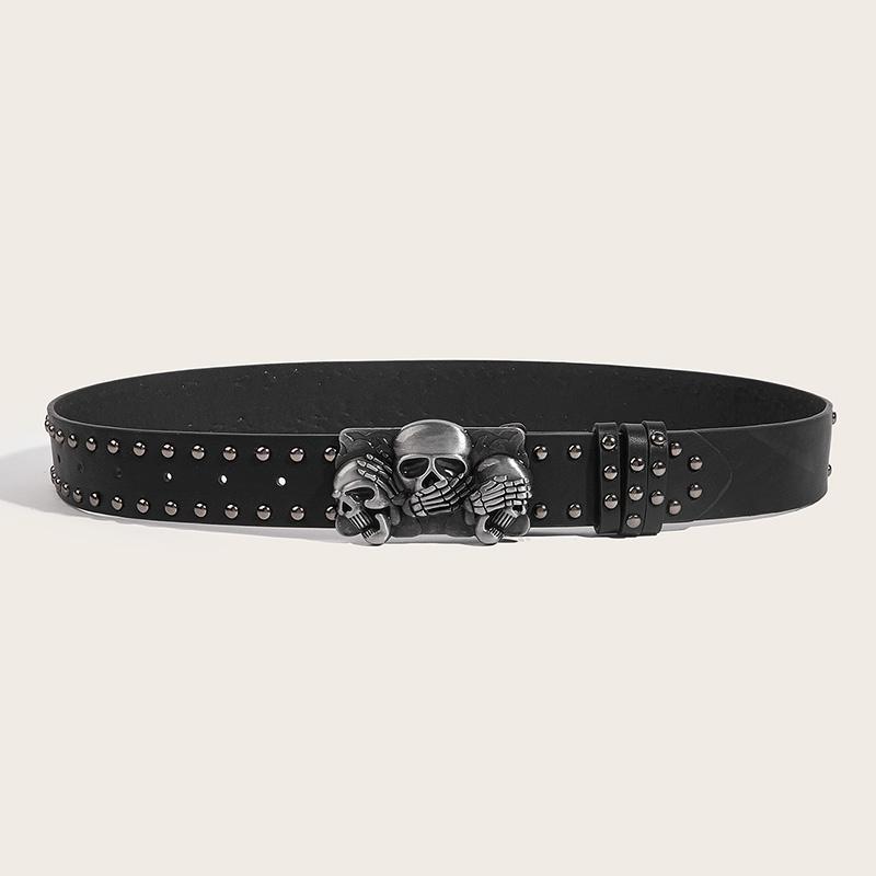 Desinger Belts for Women High Quality Luxury Brand Punk Goth Rivet Black Jeans Unisex Men Belt Paw Skull Buckle Waistband Man Gifts Fit Daily Wear