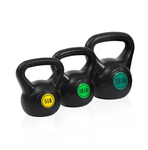 5 10 15lbs Wide Grip Kettlebell, Black