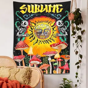 Psychedelic Mushroom Tapestry Wall Hanging Sun Cactus Sublime plant Hippie Vertical Tapestry Home Decor Bedspread Beach Shawl.Polyester fabric,Birthday/ Valentine's Day/ Boyfriend Girlfriend /Christmas/Halloween GiftsGift,And As a Birthday