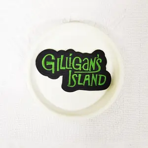 1PCS Gillgan's lsland green letter embroidered cloth patch, suitable for DIY decorative patches on hats, bags, shoes, and clothing. Durable material with back hot melt adhesive that can be sewn, ironed, and washed