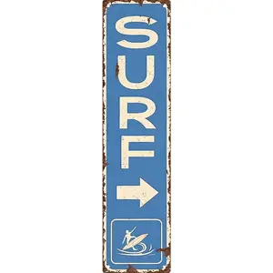 Vintage Surf Beach Nautical Metal Tin Sign 4x16 in Durable Metal Wall Art for Home Bar Cafe & Outdoor Decor
