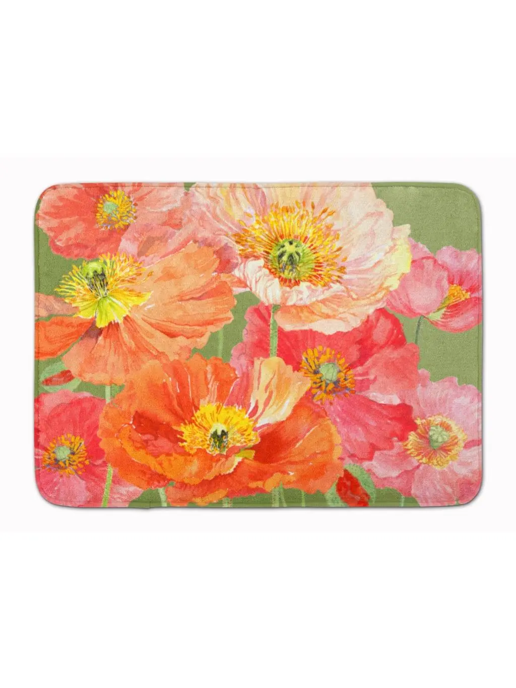 Carolines Treasures SASE664CRUG Indoor Poppies by Anne Searle Machine Washable Full-Cushion Memory Foam Mat, 19" h x 0.25" w x 27" l