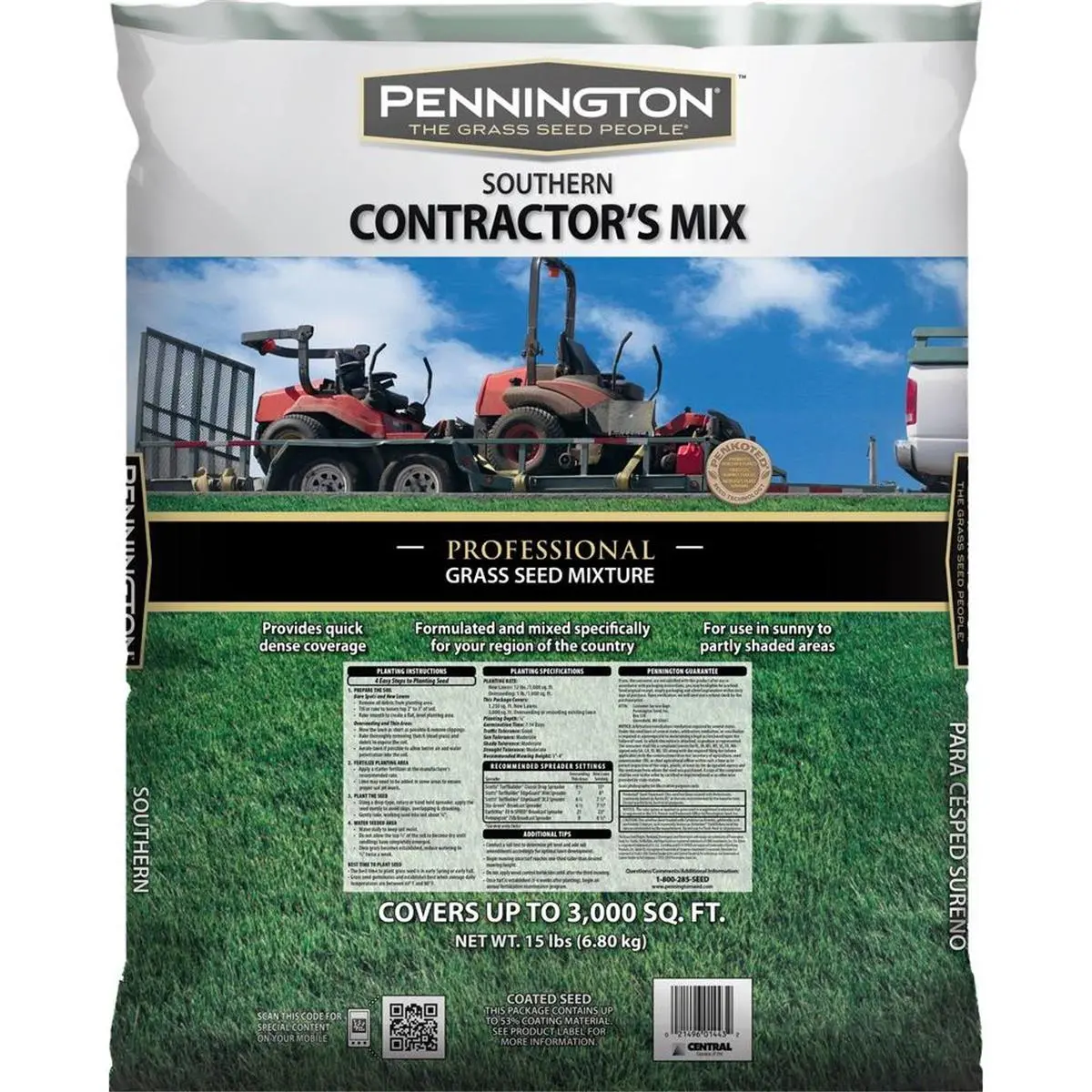 Pennington Contractor's Mix Grass Seed, 20 lbs, Great for Over-Seeding Warm Season Grasses, Suitable for Partial Shade (South Region)