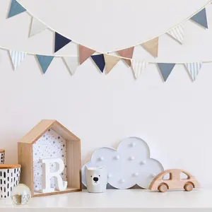 17 ft Pennant Banner Flags, 2 Pcs Nursery Garland Triangle Bunting Flag Double Side Baby Banner for Boho Decor Baby Shower Birthday Wedding Party Event, Each 8.5 ft(Elegant Colors)