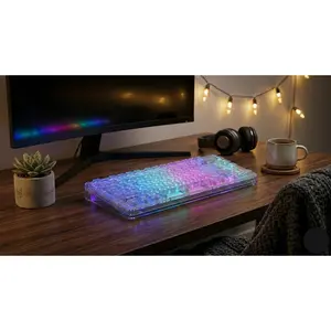 AuraDesk X71 Crystal Edition – Premium 70% Transparent Mechanical Keyboard