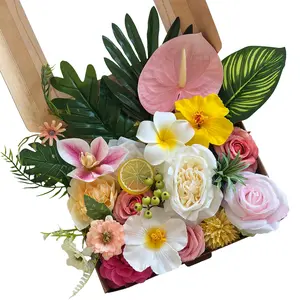 1 Pack Tropical Artificial Flowers, Plastic & Silk DIY Faux Flower Arrangement Box with Bendable Stems for Wedding Bouquets Table Centerpieces Home Party Decor