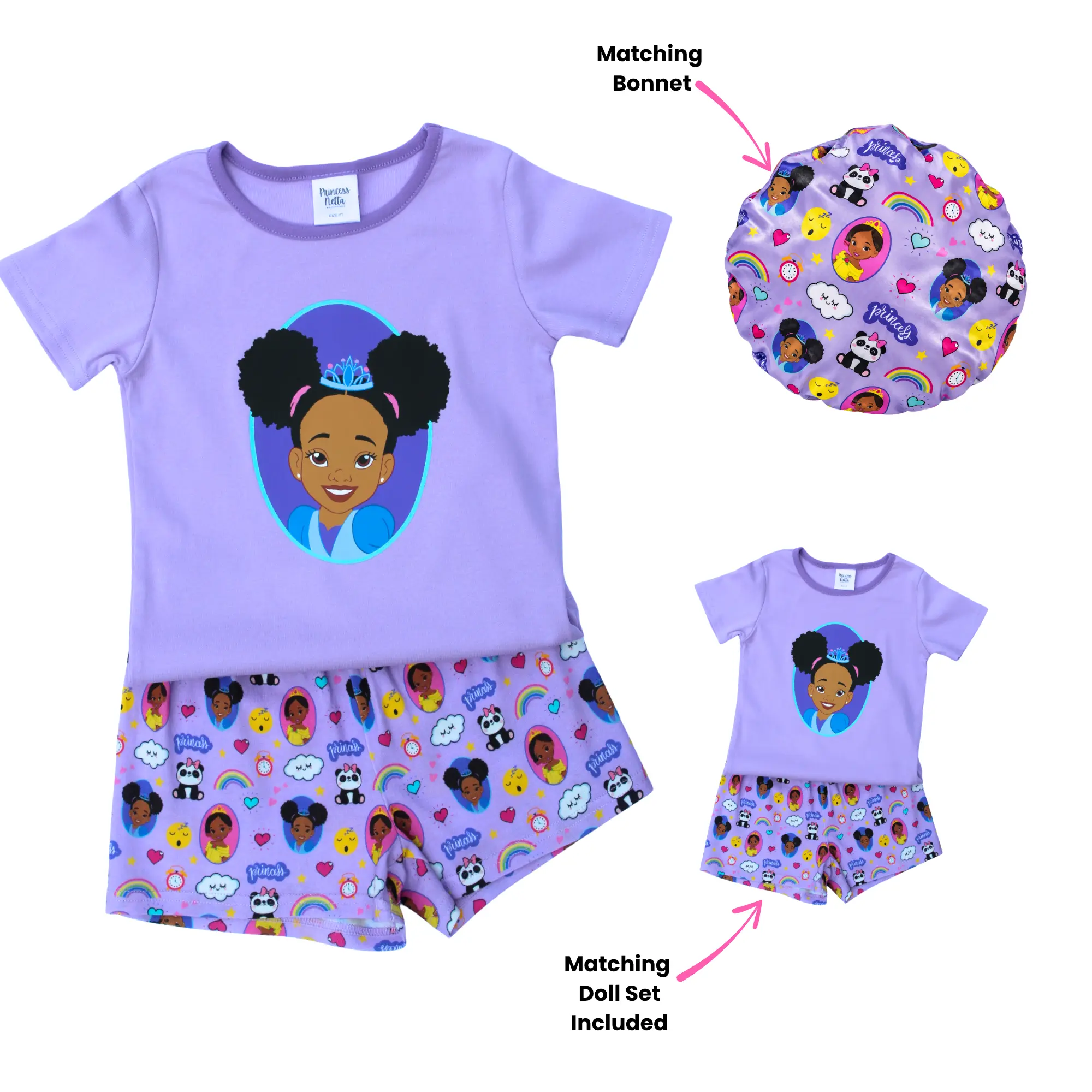 Daydreamer Bundle- Matching Bonnet, Girls Pajama,and Doll Set I
