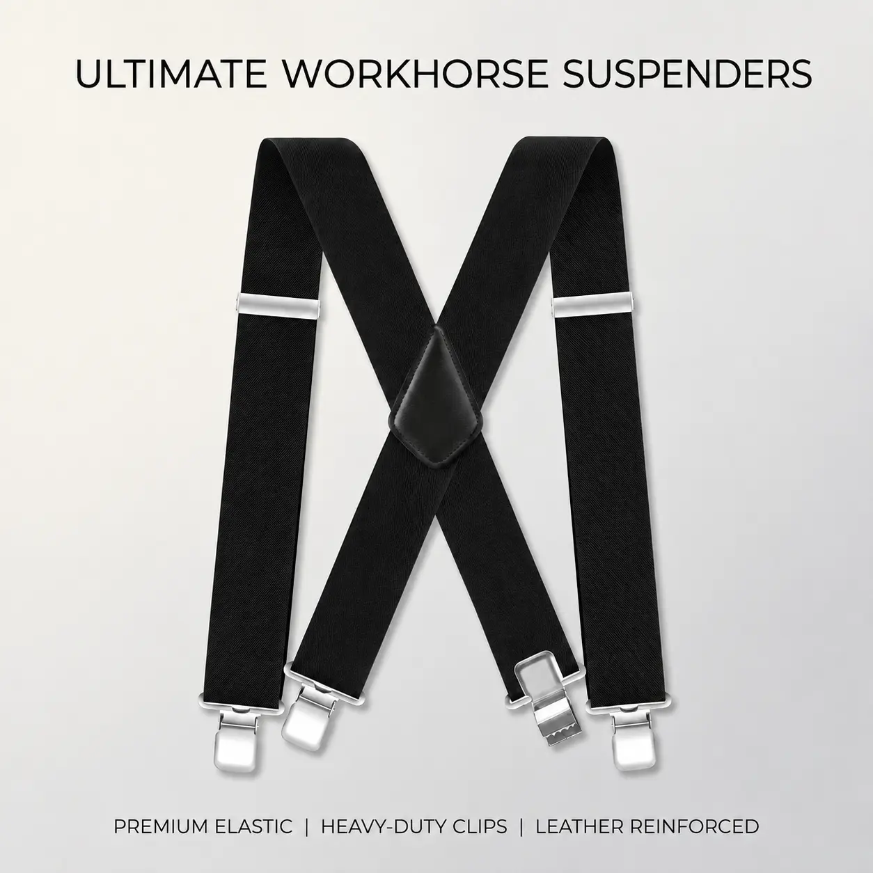 Adjustable X Back Mens Work Suspenders 2 Inch Wide Heavy Duty Elastic Straps with Sturdy Clips