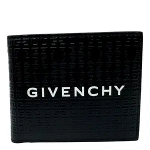 Pre-owned GIVENCHY Leather Clutches & Wristlets Calfskin 4G Bifold Wallet Black