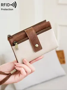 Women's RFID Blocking Lightweight Zipper Design Wallet, Vintage Style Multi-Card Holder for Business and Travel Use, Fashionable Versatile Purse, Vintage Chic Purse