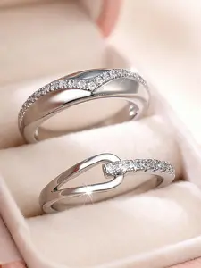 2 Pieces/Set Infinity Band Copper Rings for Women & Girls Elegant Dainty Stacking rings Stackable Engagement Rings Daily Date Wear Womens Jewellery Birthday Anniversary Gift