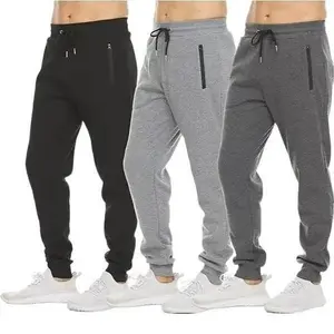 3 PACK: Men's Fleece Lined Slim Fit Casual Tech Jogger Sweatpants Zipper Pockets