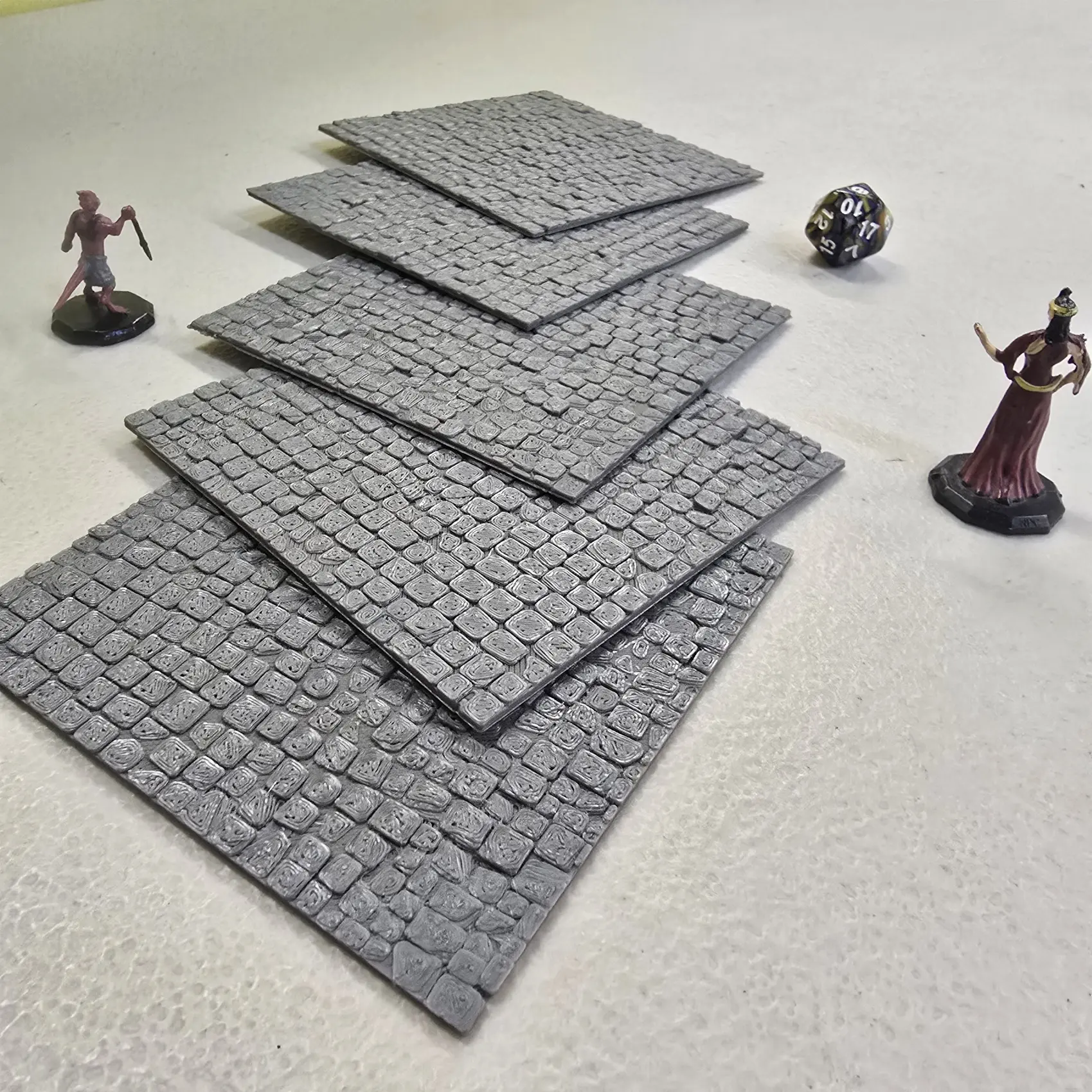 Coblestone Road Tiles, (set of 5) 4x4 Roads, Cobblestone