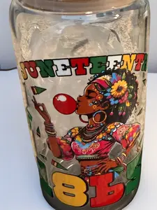 16 oz Glass Tumbler with Bamboo Lid & Plastic Straw Reusable Fashionable Design for On-the-Go Drinks Hand Wash Only