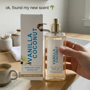 Vanilla Coconut Body Mist Spray, Long-Lasting Fresh Creamy Fragrance, Portable Everyday Hair & Body Perfume sweet fruity Elegant Eau de Parfum natural long-lasting fragrance floral gourmand fragrance daily