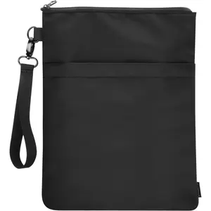 Book Sleeves with Zipper, Travel Book Protector Pouch for Paperbacks & Hardcover Books, Book Covers Bags Carry Case/Front Pocket & Handle Strap for Book Lovers Mother's Day (Black, 1 Pc)