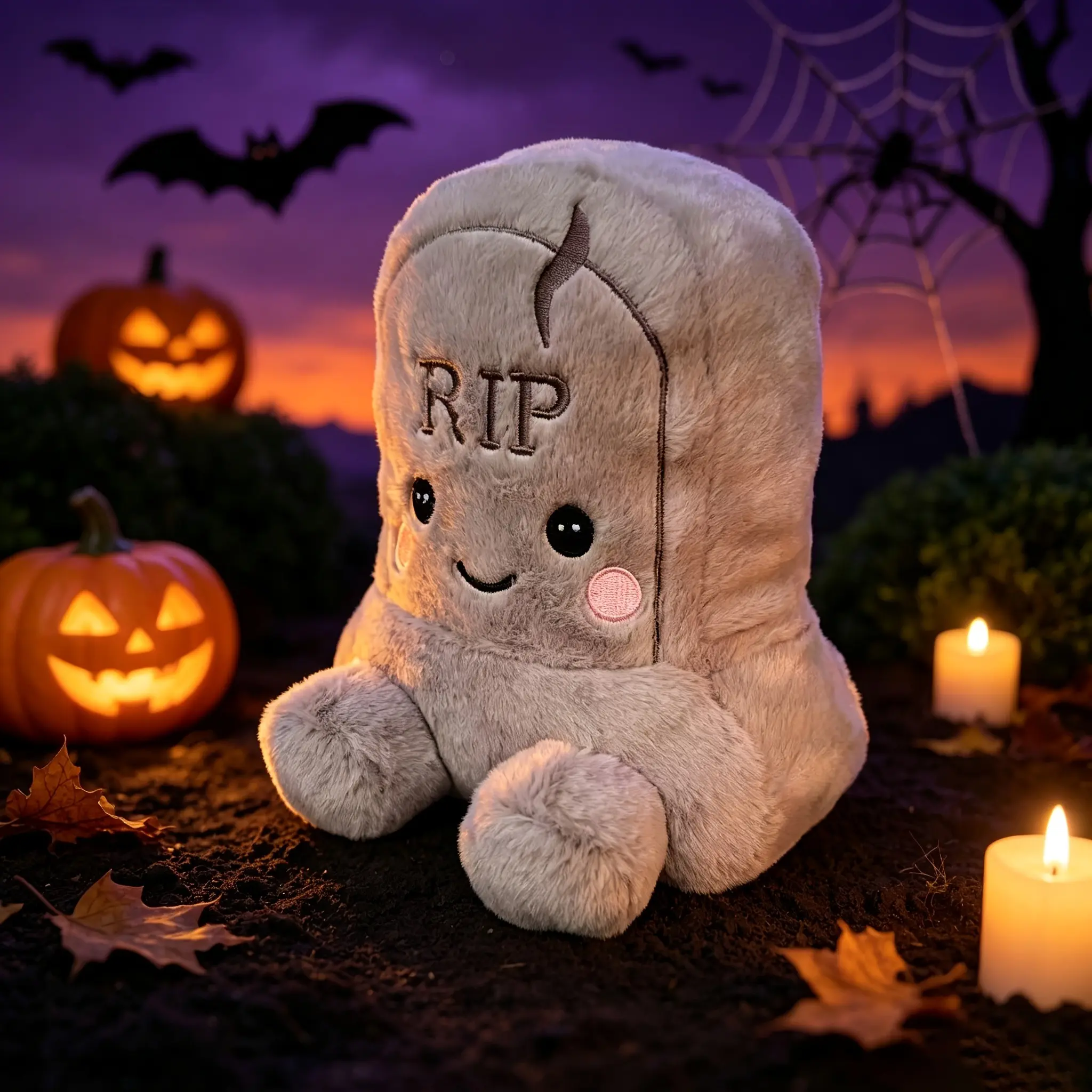 Tombstone Design Plush Toy, Creepy Horror Doll, Halloween Decor Spooky Soft Plush Pillow Gothic Home Decor Gift