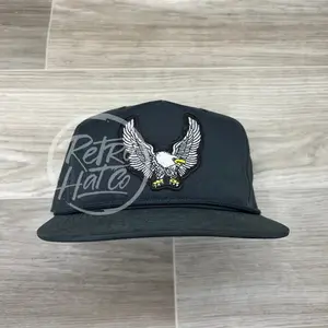 Screaming Eagle / Biker Patch on Dark Charcoal Retro Rope Hat stylish hat
