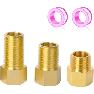1/2" Brass Pipe Fitting, 1/2" Female to 1/2" Male Pipe Extension Fittings for Tub Spout/Shower,Brass Hex Bushing Adapter Reducer Adapter,Length 30MM/40MM/50MM (3PCS) with Teflon Tape (2pcs)