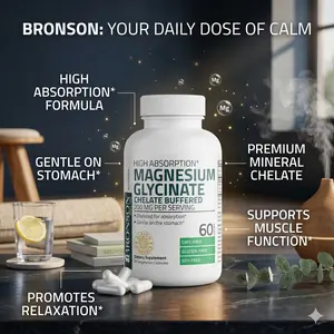Magnesium Glycinate 200 MG per Serving Chelated for High Absorption, Gentle On Stomach, Non-GMO, 60 Vegetarian Capsules