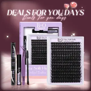 Black Pearl Kit 200D l B&Q Dramatic Soft Mega Thick Volume Individual Clusters,D-Curl,DIY Eyelashes Extension,Waterproof,Week Long Lasting,Salon Full Fake Lashes for Stacking,Vacation Lash Makeup Cosmetic #dealsforyoudays Outdoorfun #tiktokshopmemorialday