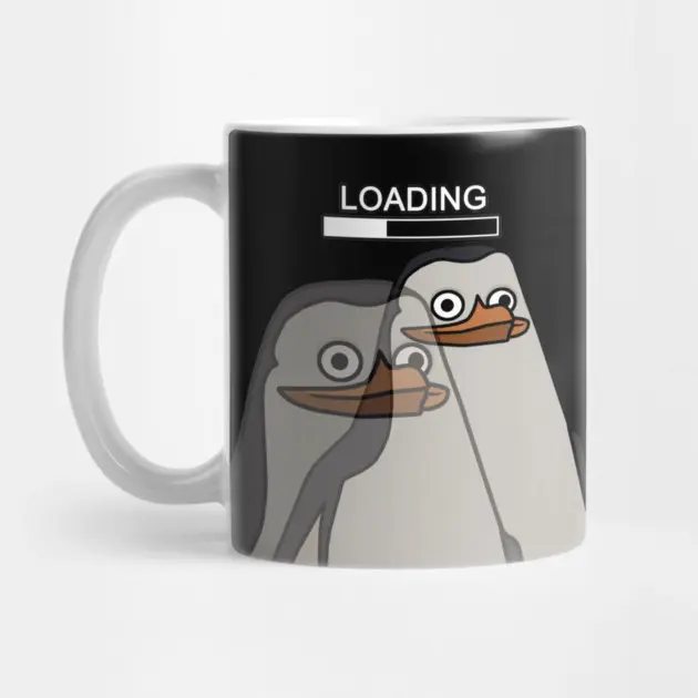 Loading. Penguin. Mug, Funny US Meme Mug, Viral Quote Mug, Funny Coffee Cup Office Humour Mug, Novelty Gift Meme Mug