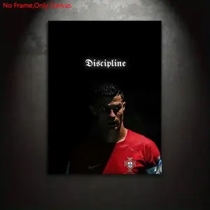 Cristiano Ronaldo Discipline,1 piece/set of frameless canvas painting print poster, classic realistic motivation art,  perfect gift for football lovers, ideal gift for bedroom, living room, dormitory hallway, kitchen, mural, wall decoration, room decor