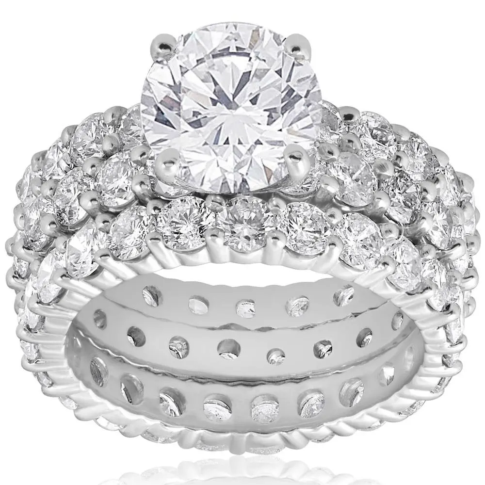 7ct Diamond Engagement Eternity Wedding Ring Set 14k White Gold 7ct Diamond Engagement Eternity Wedding Ring Set 14k White Gold