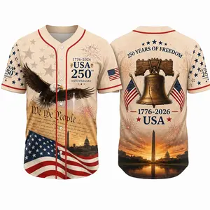 USA 250 Anniversary Baseball Jersey Patriotic Freedom Shirt 1776–2026 Independence Day Apparel