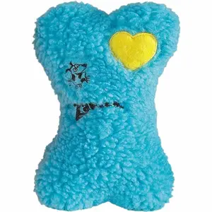 212 MAIN Chewable Berber Texture Poly/Cotton Embroidered Berber Bone Dog Toy, 8 in Blue, Pet Pals Zanies Collection