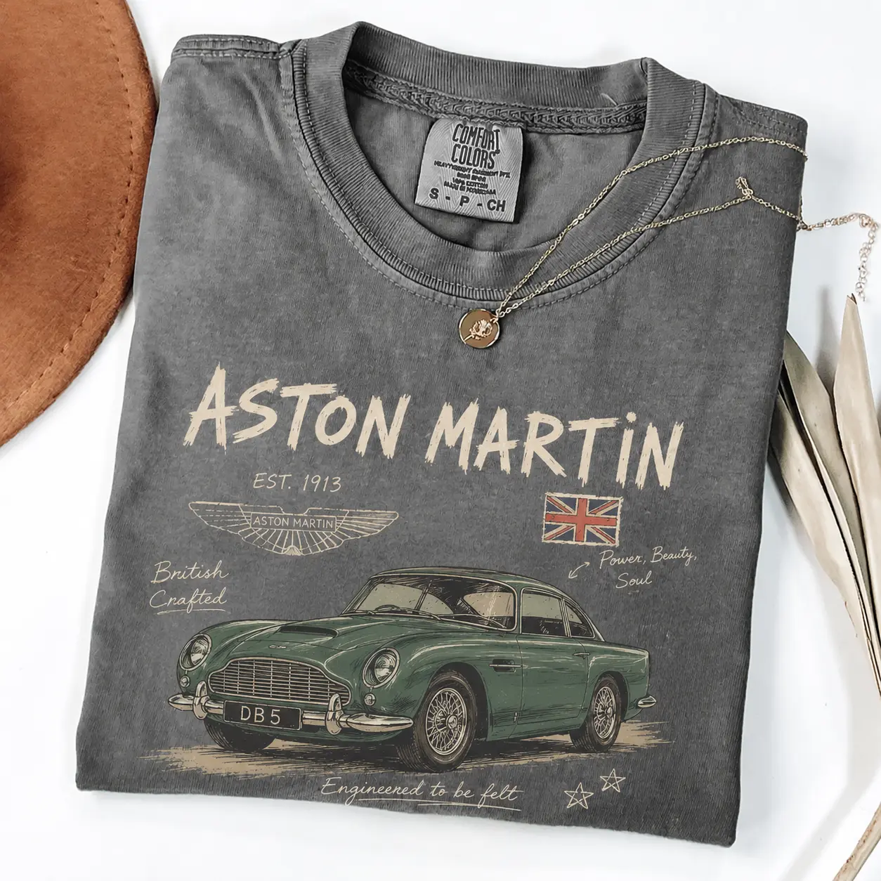Aston Martin Comfort Colors T Shirt, Vintage DB5 Classic Car Graphic Tee, British Luxury Sports Car Shirt, Retro Automotive Enthusiast Gift, Racing Tee for Men and Women