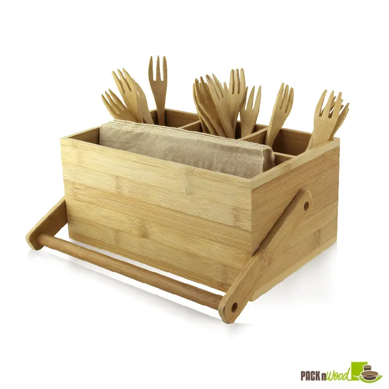 Packnwood 210BTOOL1 Bamboo Tool Box with Handle - 9 x 5.8 x 4.2 in.