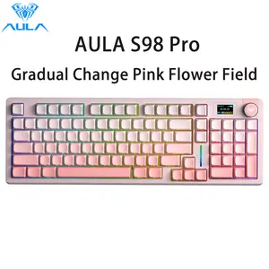 AULA S98 Pro Wireless Mechanical Keyboard with Screen & Knob 2.4GHz USB-C BT5.0 Gasket Hot Swappable Creamy Keys Pre-lubed Linear Switches Side Printed PBT Keycaps RGB Backlit Gaming Keyboard TikTokShopfalldealsforyou