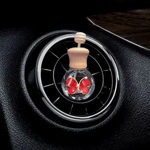Reusable Essential Oil Diffuser Car Vent Clip, Butterfly Glass Bottle Air Freshener, Creative Car Perfume Holder Decorative Ornament, Calming Aroma