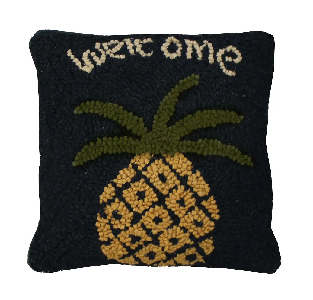 Black Pineapple Welcome Pillow with Soft Fabric Cover