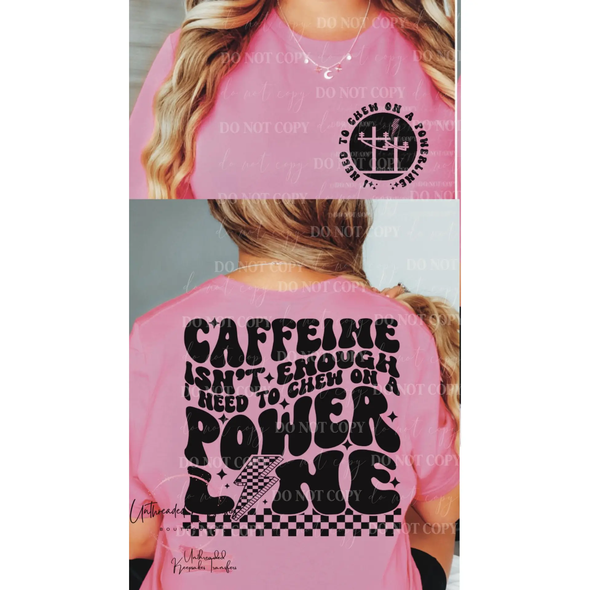 Caffeine Isnt Enough I Need To Chew on a PowerLine Cute Snarky Women’s Graphic T-Shirt