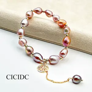 Natural Freshwater Pearl Bracelet with FU Design Christmas Gift For Daily Wear