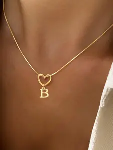1PC Fashion Minimalist Stainless Steel Heart Pendant Necklace with 26 English Letters - Suitable for Women's Daily Wear | Vacation | Party | Valentine's Day | Birthday | Mother's Day Gift Jewelry - Waterproof, Color-Retaining, Durable Accessoriesb