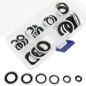 30pcs AC Gasket Assortment Automotive Air Conditioning Compressor Port Seal Washer Kit High Temperature Resistant Screw Gaskets Repair Box (Black)