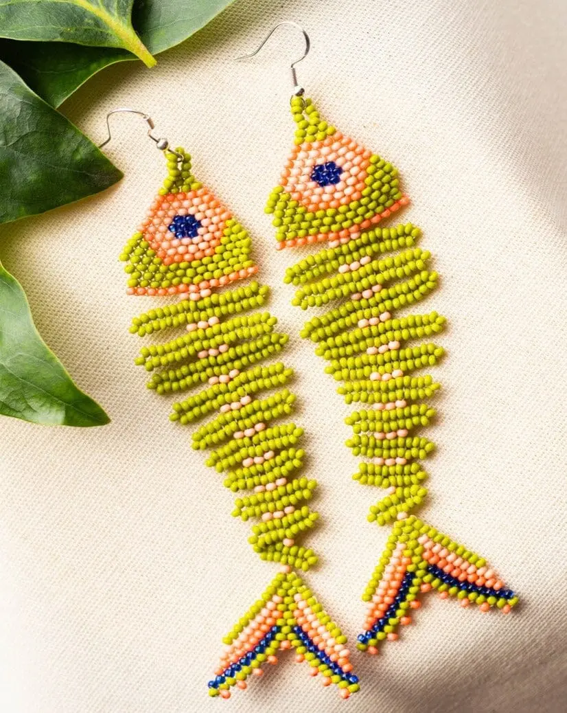 Funky Fossil - Beaded Animal-Inspired Earrings - Handmade by Mexican Artisans - Mother Sierra