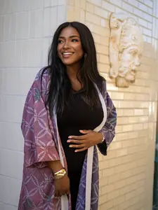 Nala Mixed Print Purple and Magenta Kimono