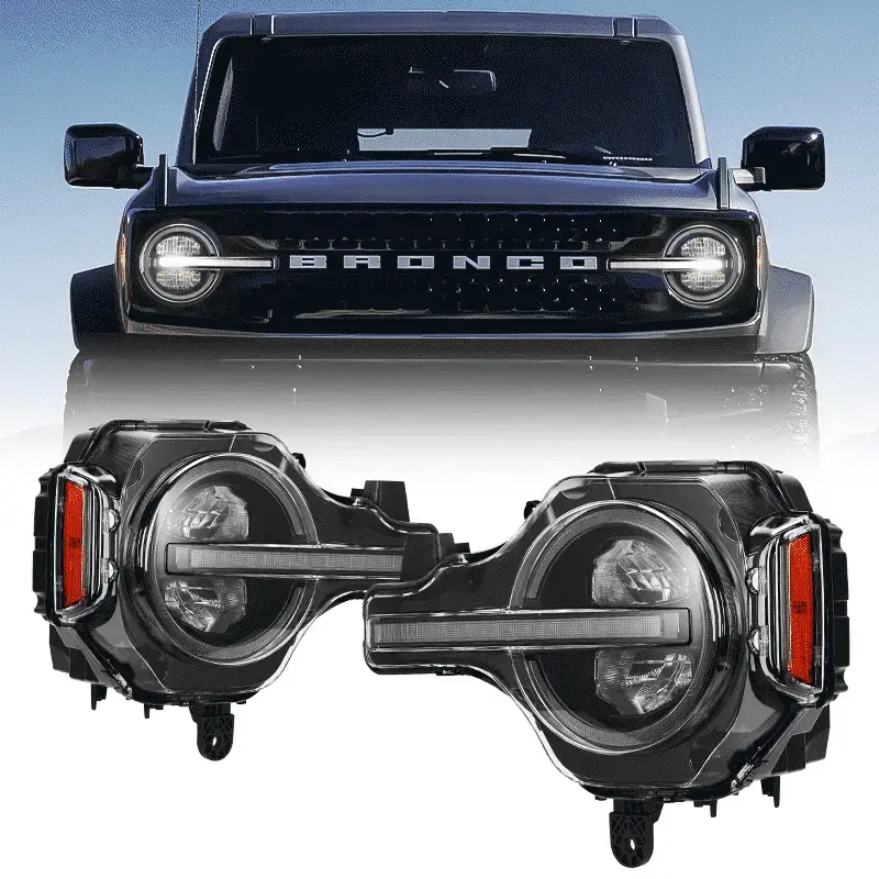 Raptor Style LED Headlights for Ford Bronco 2021-2026 DOT Approved，3-Years warranty