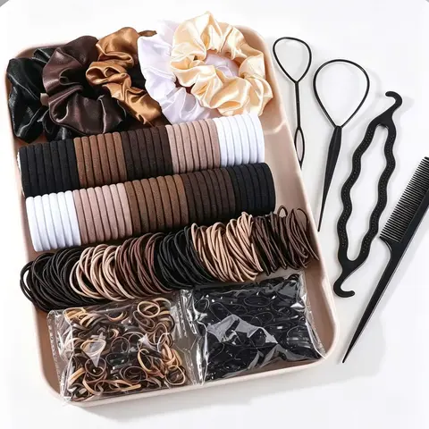 【Black Friday】1109 Piece Multi-Functional Hair Accessory Set, High Elasticity Scrunchies, Braiding Tools, Boho Style, for All Seasons Hairstyle