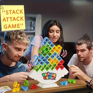 Tower Toppling Prank Game - Hilarious Balancing Challenge with 48 Blocks & Action Cards for Kids & Adults, Ultimate Party Game with Penalty Tray for Halloween & Christmas Gifts, Family Fun Game