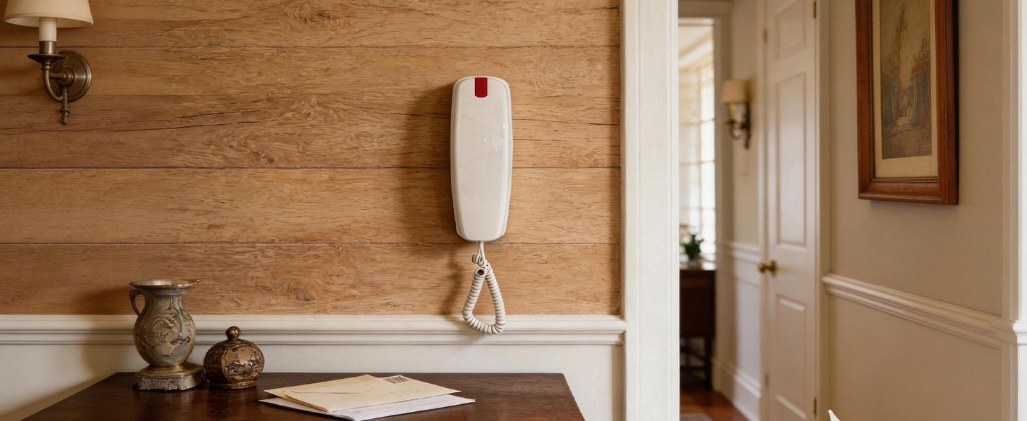 Landline Phones for Home, Corded Phone Requires No Power, Vintage Princess Phone Features Backlit Buttons, Works During Power Outages, Volume Control, Retro Wall Phone - Beige Telephone