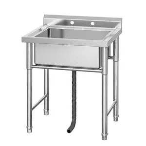 GARVEE Stainless Steel Utility and Commercial Sinks: Single, Double, and 3-Compartment Bowls with Anti-Splash Design, Free-Standing, Ideal for Restaurants, Laundry, Garages, and Workshops, Various Sizes